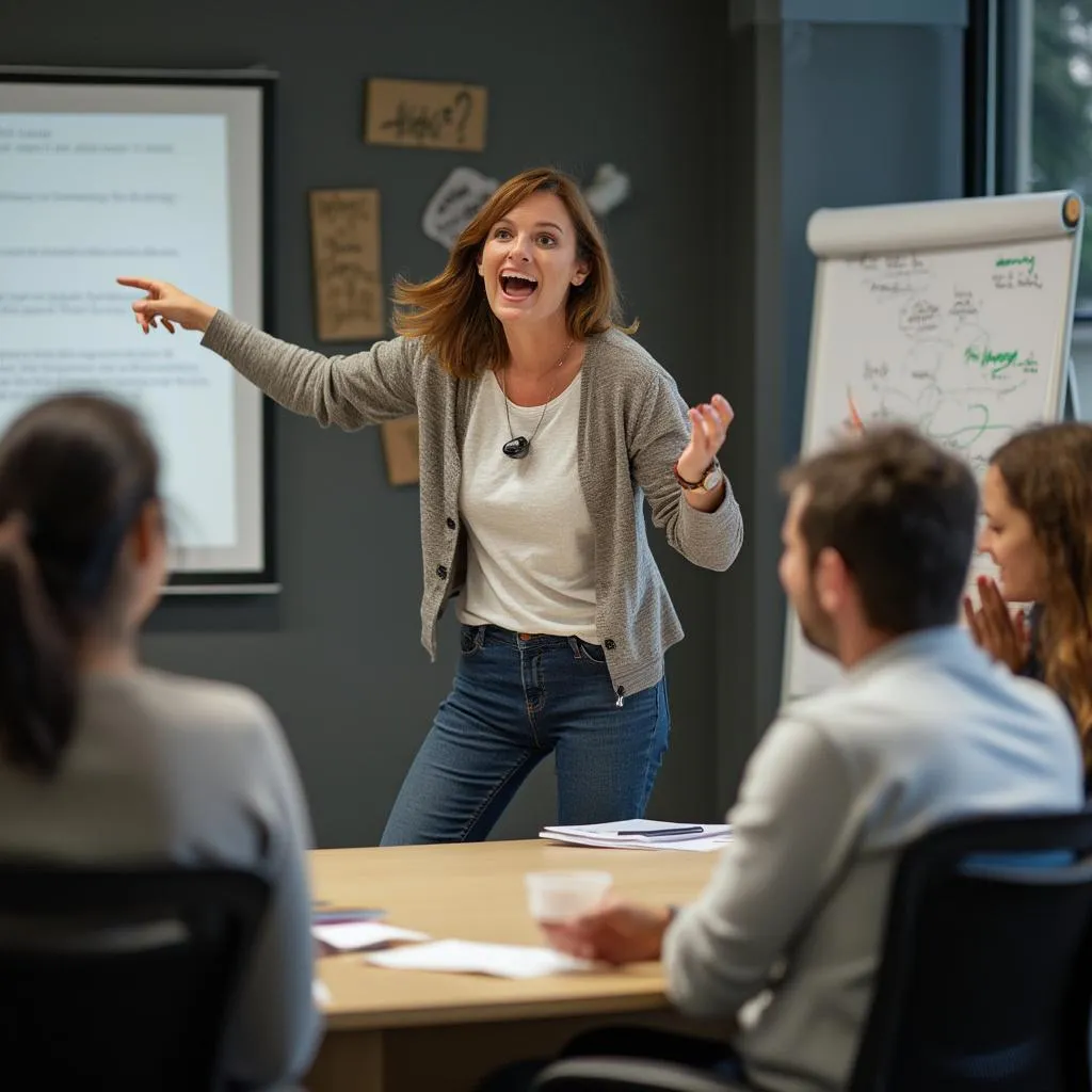 Coach animant une session interactive
