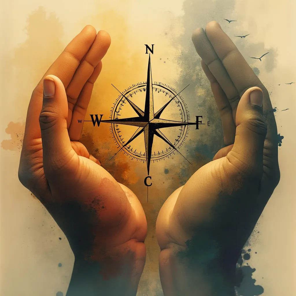 Illustration symbolisant la mission et les valeurs, comme des mains qui s'entraident ou un arbre en croissance