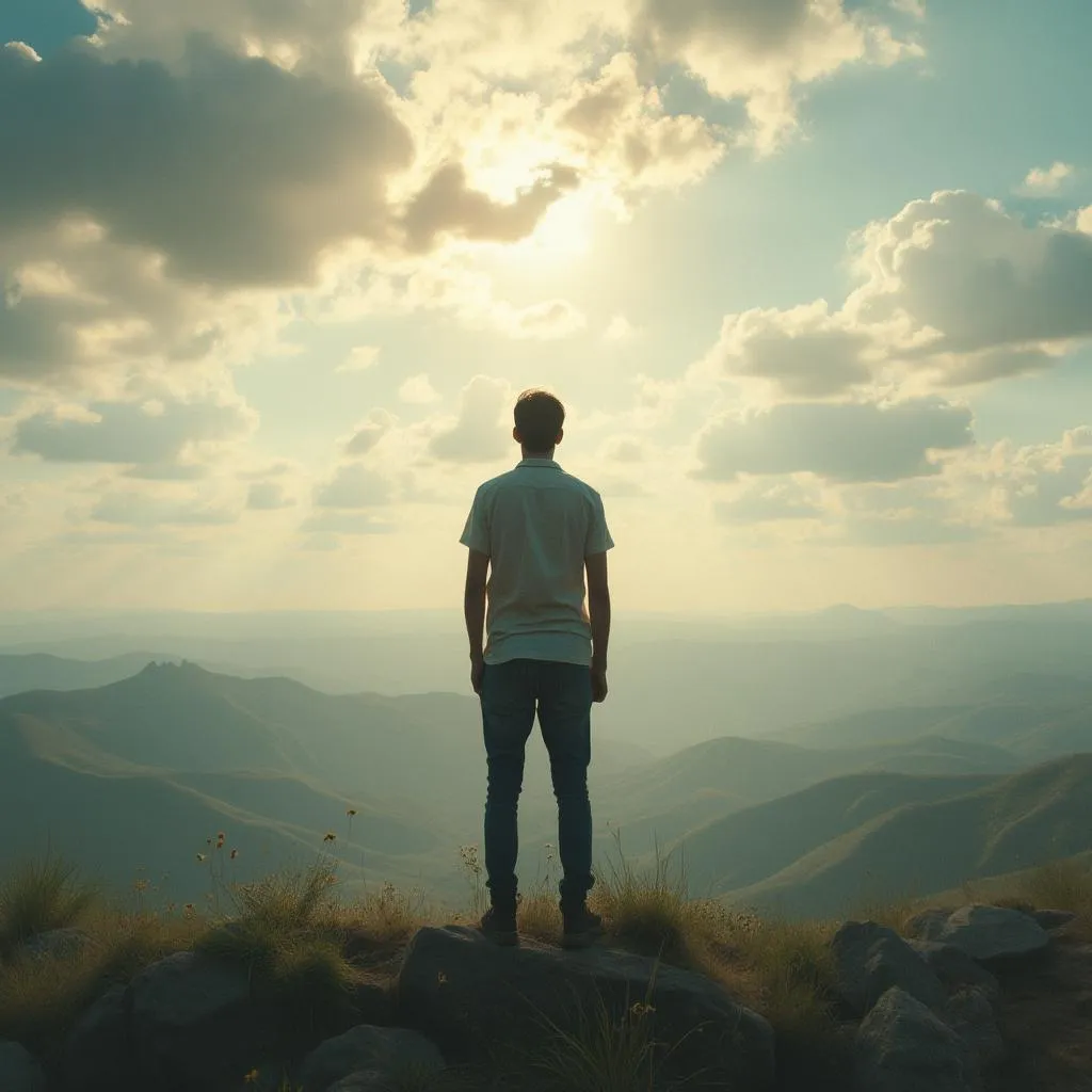 Personne regardant un horizon inspirant